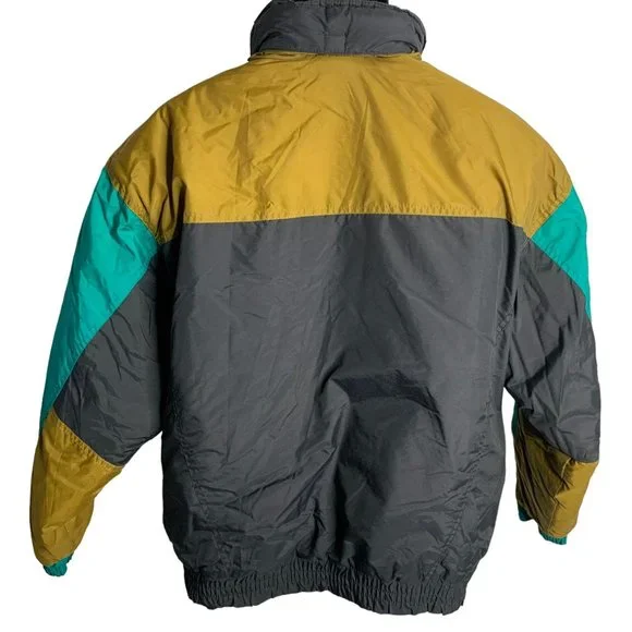 Vintage McGregor Ski Snow Jacket XL Black Zip Snaps Hood Pockets Elastic Waist - Picture 4 of 6